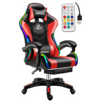 Likeregal 920 LED masszázs gamer szék lábtartóval piros holm6909