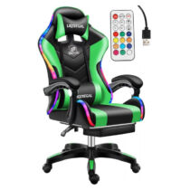Likeregal 920 LED masszázs gamer szék lábtartóval zöld holm6910