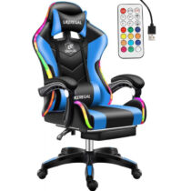 Likeregal 920 LED masszázs gamer szék lábtartóval kék holm6911