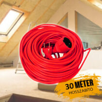 30 méter hálózati hosszabbító kábel piros