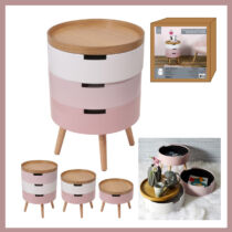 3 szintes tároló asztal/éjjeliszekrény rózsaszín HD6298