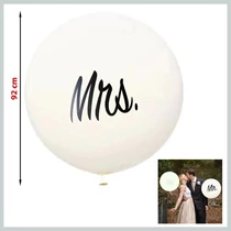 Óriás XL lufi MRS felirattal, fehér 92cm  85426