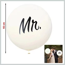 Óriás XL lufi MR felirattal, fehér 92cm 85427