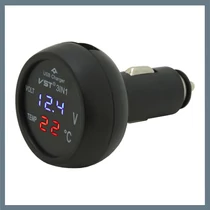 Többfunkciós autós USB adapter – feszültség- és hőmérsékletkijelzővel, 12/24V 07427