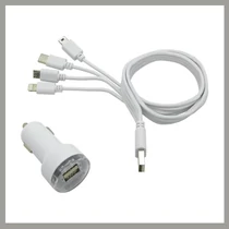 Autós Töltőszett 4 az 1-ben USB Kábellel – Univerzális Csatlakozókkal 07680