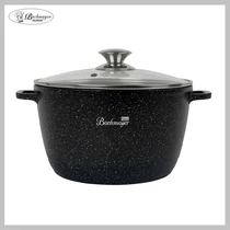 BACHMAYER Tapadásmentes vastagfalú magas lábas üveg fedővel – 24 cm, fekete, 6 liter – BM-7885-24