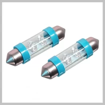 Autós LED izzó 4LED – 12V SV8.5 (11×39 mm), kék (2 darabos szett) 33723