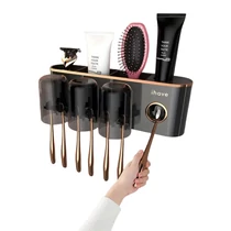 Falra szerelhető fogkefetartó fogkrém adagolóval - Közepes Fekete LH13115-5