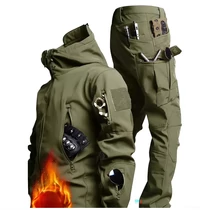 Softshell taktikai polárbéléses kabát és nadrág szett zöld L méret AU4713866-zl