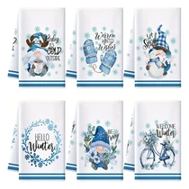 6 db téli konyhai törölköző – hóember és manó mintás, 45 × 70 cm NP422900