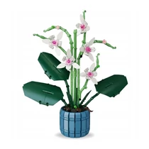 711 db-os Virágkocka Építőjáték – "Lótusz Szirmú Orchidea" Kék Cserépben 294970