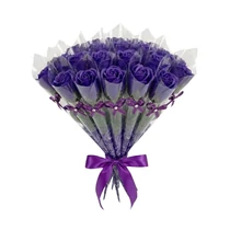 20 db Szálanként Csomagolt Illatos Szappanrózsa Díszdobozban - Lila JA3008169-L