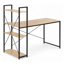 Modern Íróasztal Beépített Polcrendszerrel 120x60 cm - Világos Barna/Fekete STL24JBR