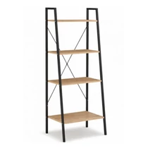 Modern 4 Szintes Létrás Könyvespolc és Dekorációs Állvány 147cm - Világos Barna/Fekete SZ51JBR