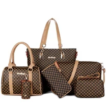 Elegáns 6 Darabos Női Táska Szett - Khaki GU6273535-2