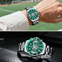 Stílusos és luxus férfi quartz óra zöld hátlap EM7485257