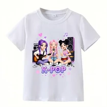 K-POP Energikus Lánybanda – Képregényes Rövidujjú Póló 65M2K5G420-1