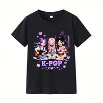 K-POP Energikus Lánybanda – Képregényes Rövidujjú Póló 65M2K5G420-3