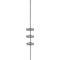 Fekete Fém Teleszkópos Zuhanypolc – 268 cm, 3 szintes sarokmegoldás 567062
