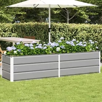 vidaXL Növénytartó Fém Balkonláda 195cm szürke KKM5X3V054