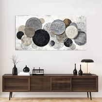 Modern absztrakt geometrikus vászon falikép kör motívumokkal 60x120cm GH13024204