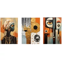3 darabos modern absztrakt afrikai stílusú vászon falikép szett 40x60cm JD489621