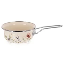 Krémszínű Zománcozott Nyeles Lábas Pipacsos Mintával (MAKI) – 950 ml, 16 cm 113390