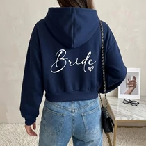 Női „Bride” feliratos cipzáras kapucnis pulóver - Sötétkék, több méretben 61M0852WVV-2