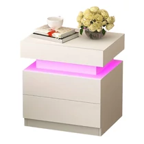 Modern fehér éjjeliszekrény RGB LED világítással HN10527235
