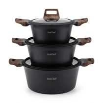 HotChef Matt Fekete Főzőedény Készlet – Elegancia és Funkcionalitás NUBE26-21F