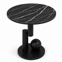 Modern Márványmintás Dohányzóasztal – Geometrikus Fekete Kivitel STL28CZ