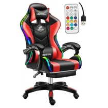 Likeregal 920 LED Gamer Szék – Piros, Masszázs Funkcióval és Lábtartóval holm6909