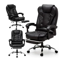 BOSS forgószék lábtartóval - fekete eco BŐR KO22CZ