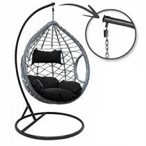 Cocoon függőfotel szürke-fekete párnákkal KR26
