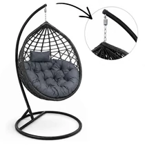 Cocoon függőfotel fekete-szürke párnákkal KR40