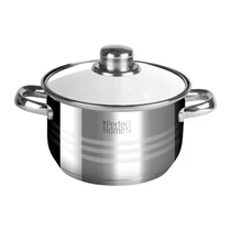 Perfect Home Rozsdamentes Acél Lábas (18 cm) – 2,5 Literes, Üvegfedővel 33006
