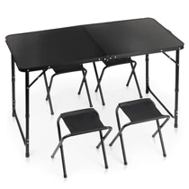 Összecsukható alumínium kempingasztal székekkel – 120x60x55/62/70 cm, 5 részes szett 489413