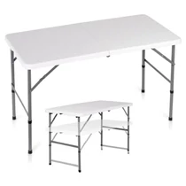 Összecsukható vendéglátóasztal, acél, fehér, 2 az 1-ben – 120x60x49/73,5 cm 489431
