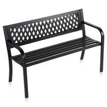 Fekete fém kerti pad – 119x45x76 cm 489432