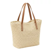 Elegáns Fonott Éjszakai és Strandtáska Barna Bőr Hatású Pántokkal TSK-07