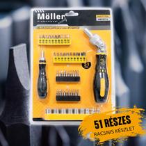 Möller 51 részes racsnis csavarhúzó és bitkészlet MR70713