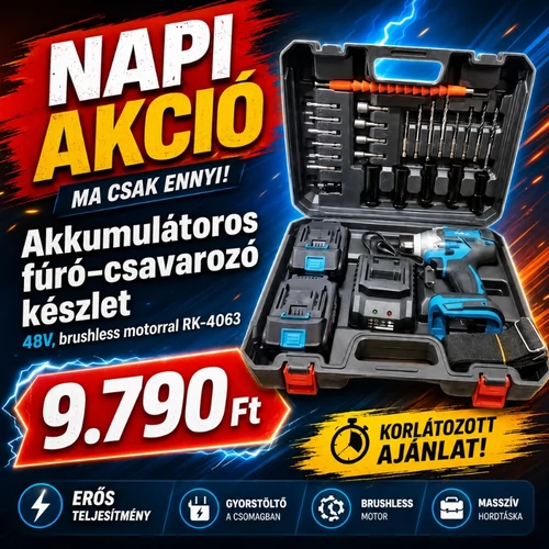 Akkumulátoros fúró–csavarozó készlet – 48V, brushless motorral RK-4063 
