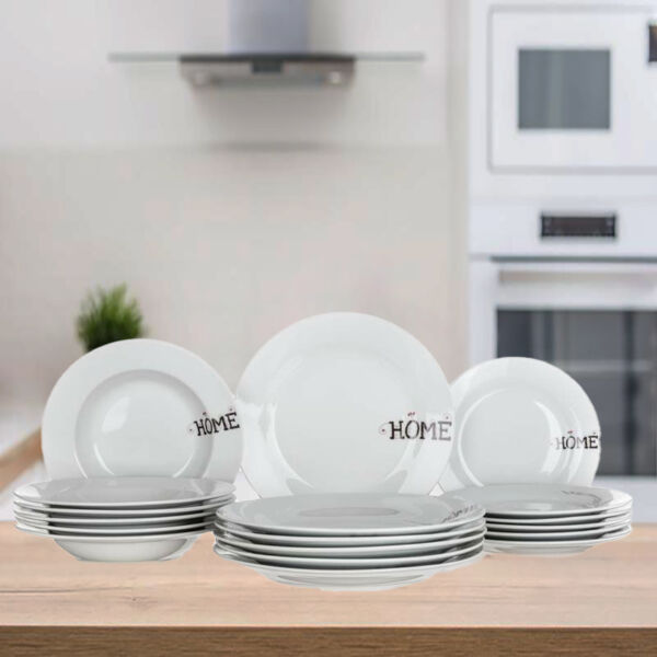 Porcelán tányér készlet HOME, 18 részes 60311621