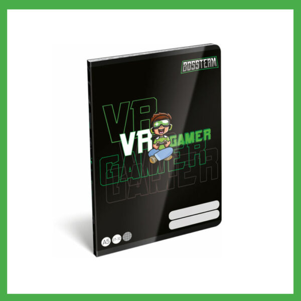 Füzet tűzött A/5 kockás BossTeam VR Gamer FSC 20002