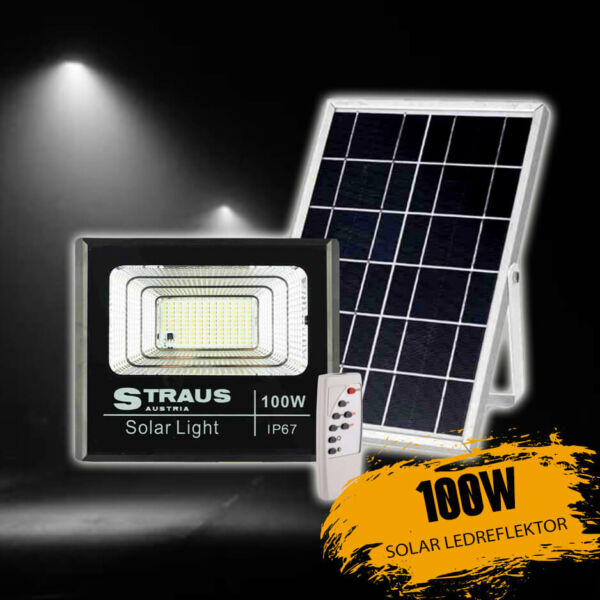 Straus 100W napelemes LED reflektor távirányítóval ST/SL-100
