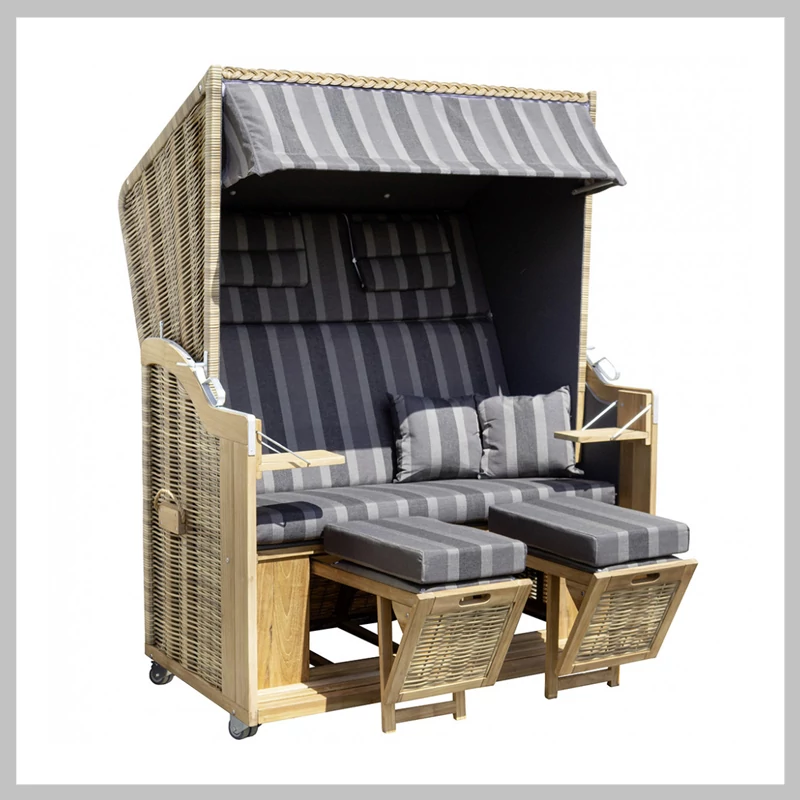 Teak XL strandszék 2 személyes - teljesen összeszecsukható - bambusz szín 45294-1232