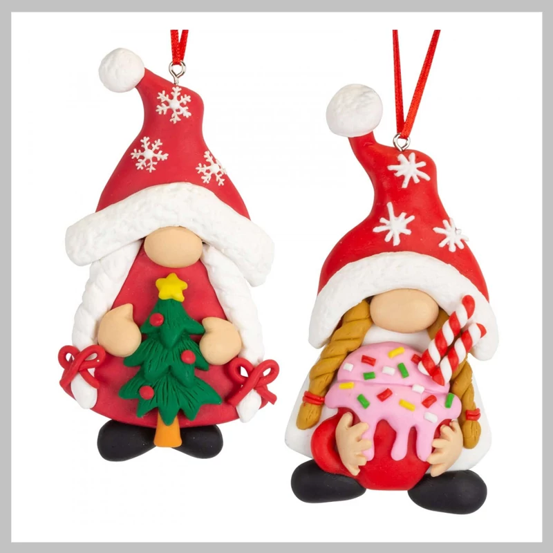 Karácsonyfadísz 2 féle mintás 11cm-es manók  49693
