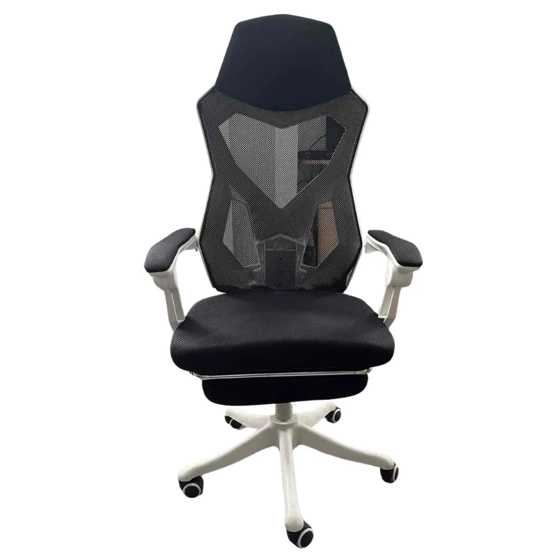 Gamer szék, légáteresztő hálóval, fekete/fehér - HASZNÁLT!